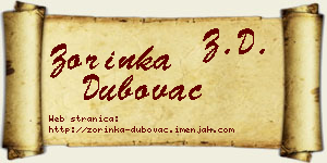 Zorinka Dubovac vizit kartica